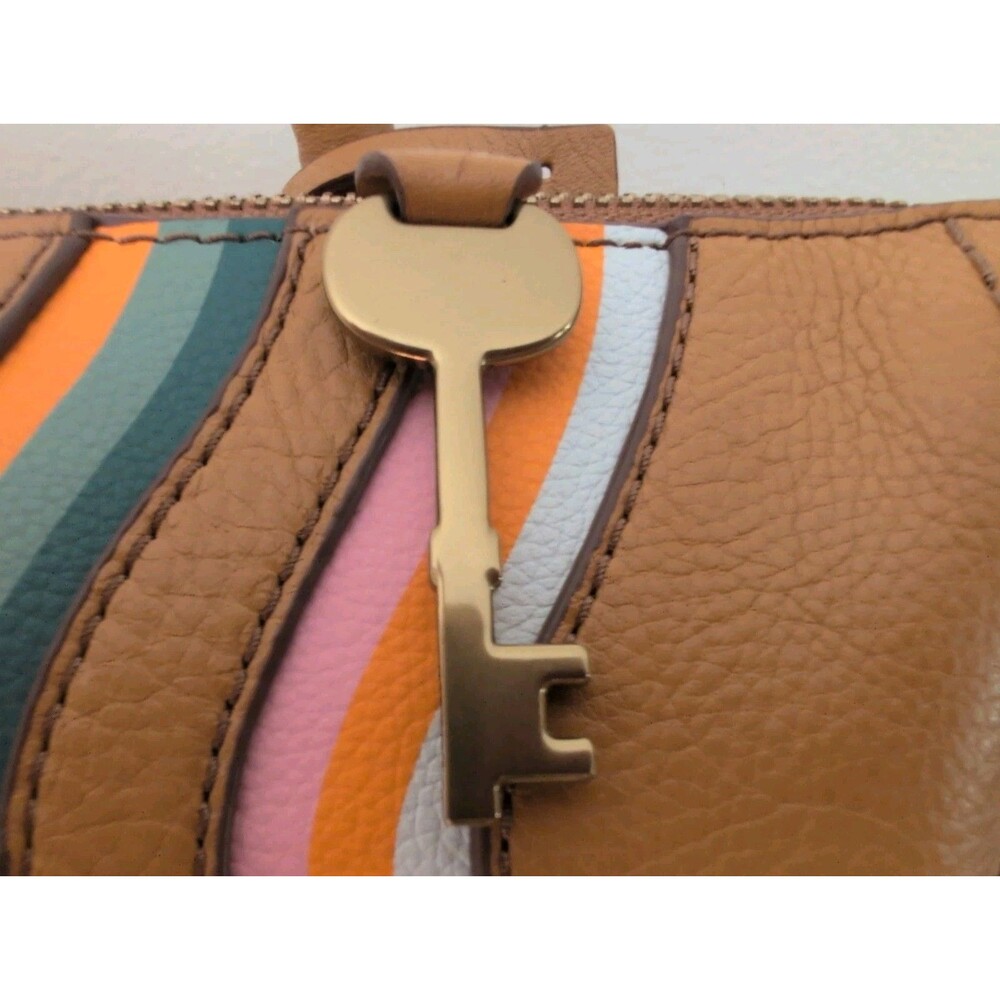 Fossil Parker Convertible Backpack Leather, Tan with Retro Wavy Stripes CUTE! - Picture 4 of 16